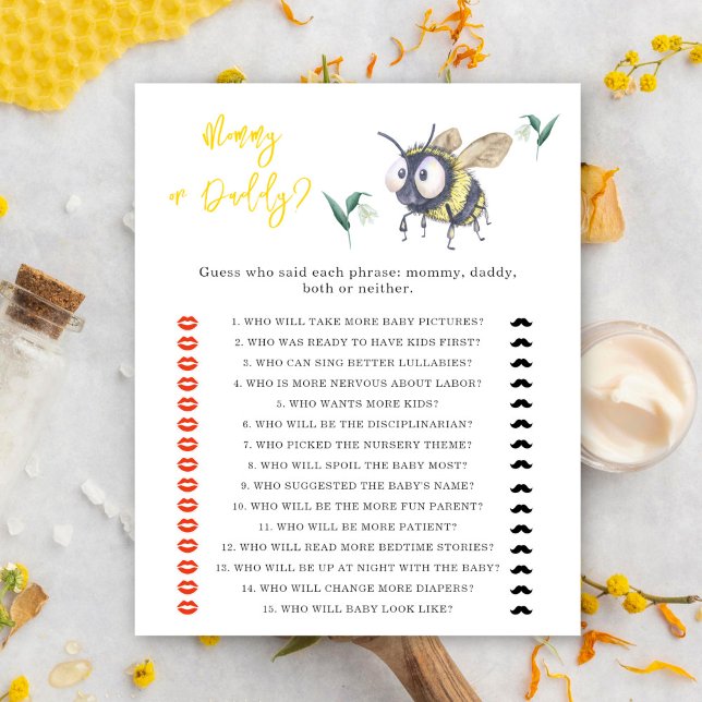 Papier Bee - maman ou papa jeu de baby shower (Créateur téléchargé)
