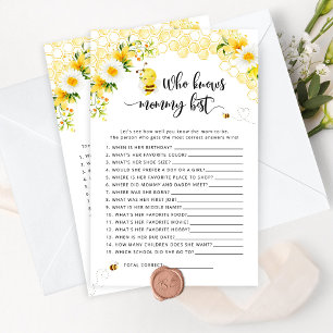 Papier Bee Qui connaît maman meilleur jeu de baby shower