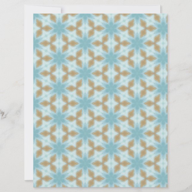 Papier Beige on Blue geometric tile scrapbook paper (Devant)