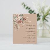Papier Beige taupe rose verdure faire-part de mariage boh (Debout devant)
