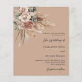 Papier Beige taupe rose verdure faire-part de mariage boh (Devant)