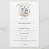 Papier Belle envie d'éléphant pour le Baby shower (Devant)