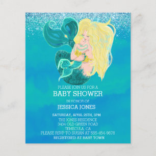 Papier Belle invitation à la douche mère et bébé sirène