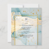 Papier Belle Mer Verre Gold Mariage Inviter Turquoise (Dos)