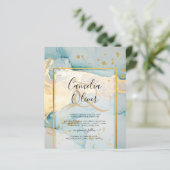 Papier Belle Mer Verre Gold Mariage Inviter Turquoise (Debout devant)