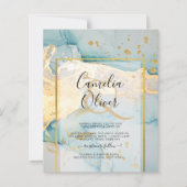 Papier Belle Mer Verre Gold Mariage Inviter Turquoise (Devant)