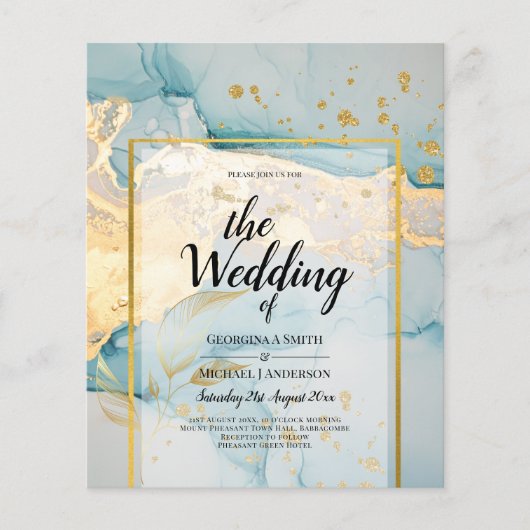 Papier Belle Mer Verre Gold Mariage Inviter Turquoise (Devant)