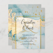 Papier Belle Mer Verre Gold Mariage Inviter Turquoise (Devant / Derrière)