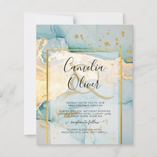 Papier Belle Mer Verre Gold Mariage Inviter Turquoise
