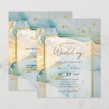 Belle Mer Verre Gold Mariage Inviter Turquoise