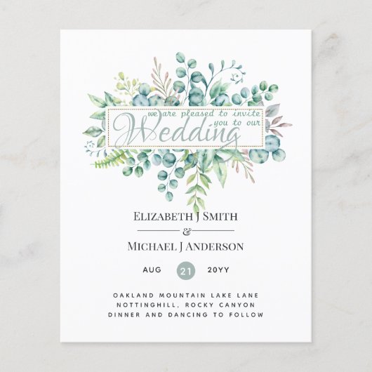 Papier Belle moderne Eucalyptus Mariage Ce (Devant)