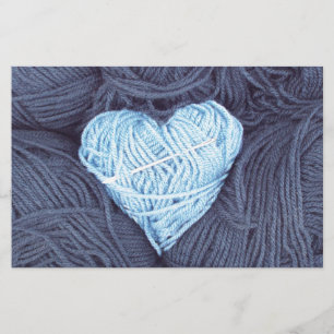 Papier Belle photo de coeur de laine bleue