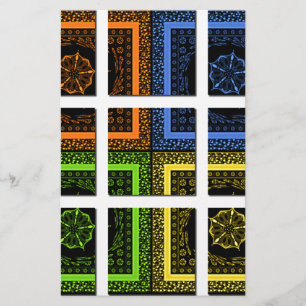 Papier Belles bandes géométriques à damiers colorées