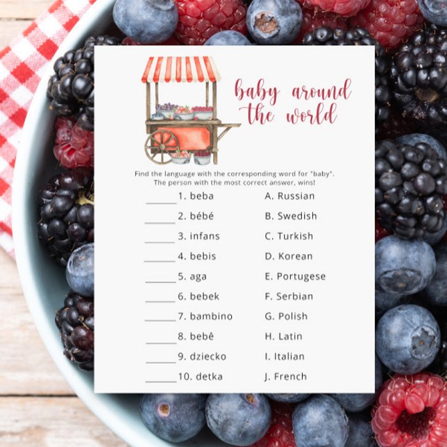 Papier Berries baby shower - "Baby" around the world (Créateur téléchargé)