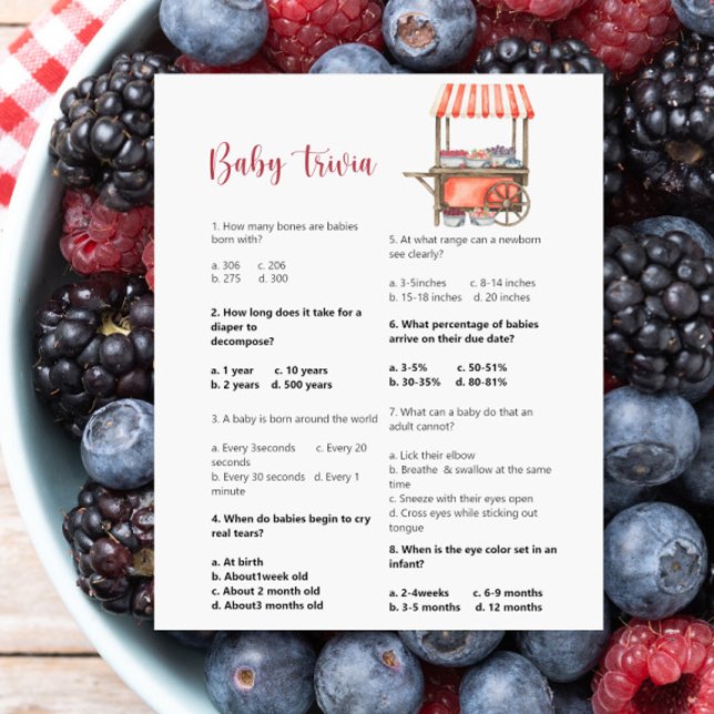 Papier Berries baby shower Baby Trivia Game (Créateur téléchargé)