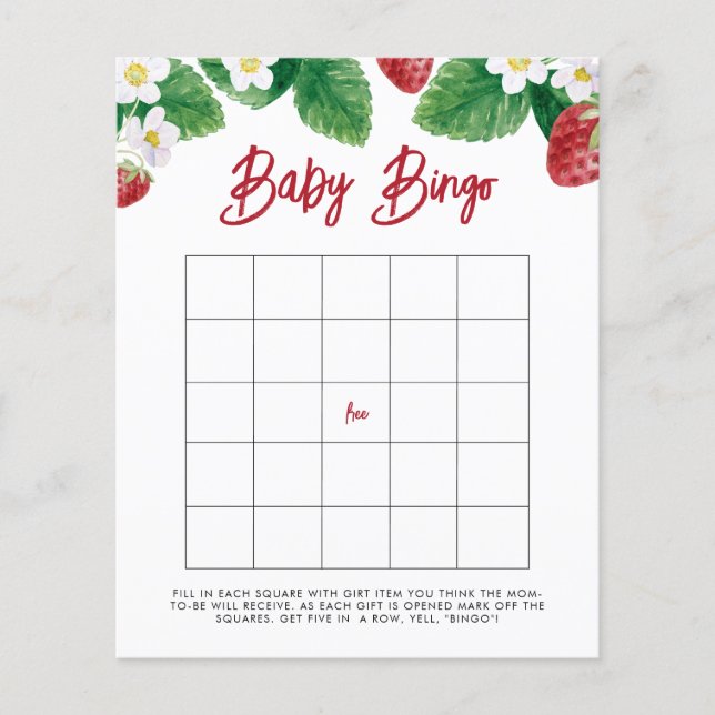 Papier Berry été Sweet Baby Bingo Douche Jeu (Devant)