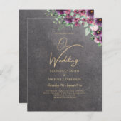 Papier Berry gris argenté Mariage Floral hiver automne (Devant / Derrière)