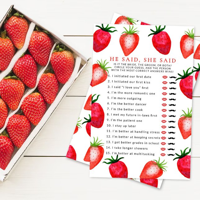 Papier Berry In Love fraise Fête des mariées Devine Qui (Créateur téléchargé)