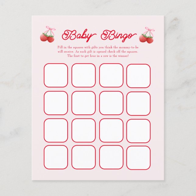 Papier Berry Sweet Baby shower Jeux de Bingo (Devant)