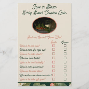 Papier Berry Sweet Couple Quiz Fête des mariées Jeu