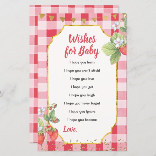Papier Berry Sweet Strawberry Summer Wives for Baby Card (Devant / Derrière)