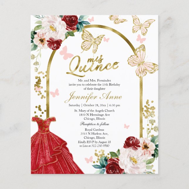 Papier Beurre Quince Invitations Bilingue Budget (Devant)