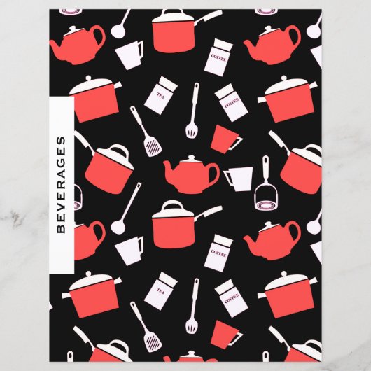 Papier Beverages Recette Divider | Ustensiles noirs et ro (Dos)