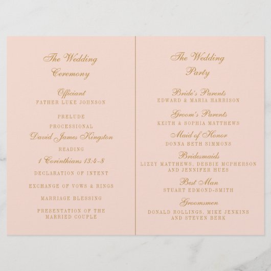 Papier Bi-fold Mariage de Confetti Rose & Or (Dos)