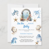 Papier Bientôt à la mer, animaux de l'océan Invitation à (Devant)