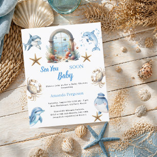 Papier Bientôt à la mer, animaux de l'océan Invitation à 