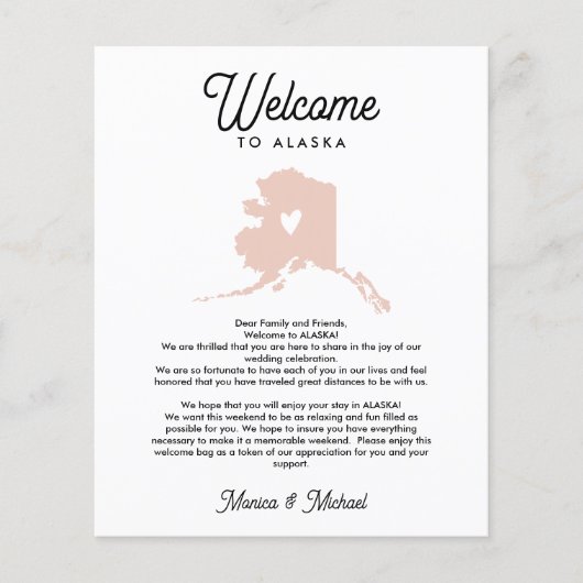 Papier Bienvenue à ALASKA | Lettre & Itinéraire TOUTE COU (Devant)