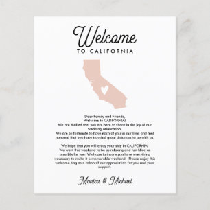 Papier Bienvenue à CALIFORNIA Lettre & Itinéraire TOUTE C