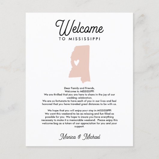 Papier Bienvenue à la lettre MISSISSIPPI Itinéraire TOUTE (Devant)