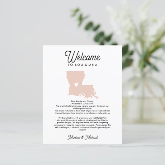 Papier Bienvenue à LOUISIANA Lettre & Itinéraire N'IMPORT (Debout devant)