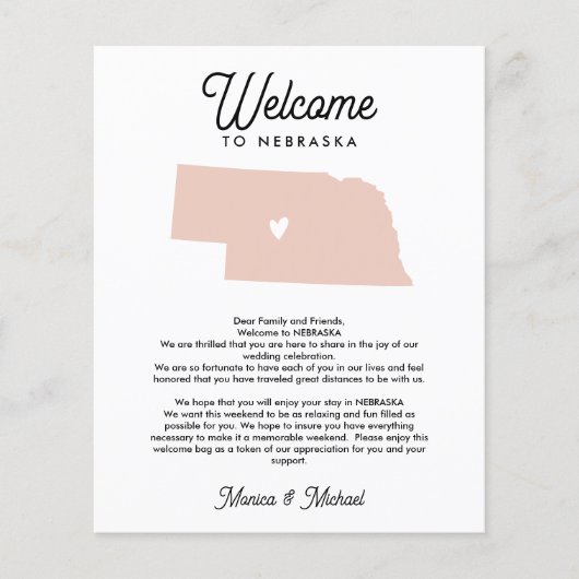 Papier Bienvenue à NEBRASKA Lettre & Itinéraire N'IMPORTE (Devant)