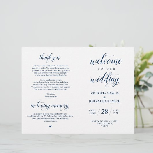 Papier Bienvenue à notre cérémonie Mariage (Debout devant)