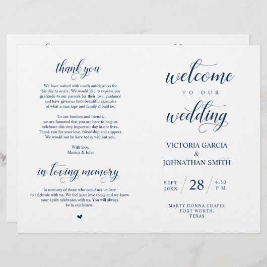 Papier Bienvenue à notre cérémonie Mariage (Devant / Derrière)