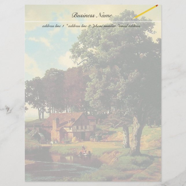 Papier Bierstadt Albert, Une Usine Rustique (Devant)