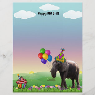 Papier Big Fat Joyeux Anniversaire avec un éléphant & Cup