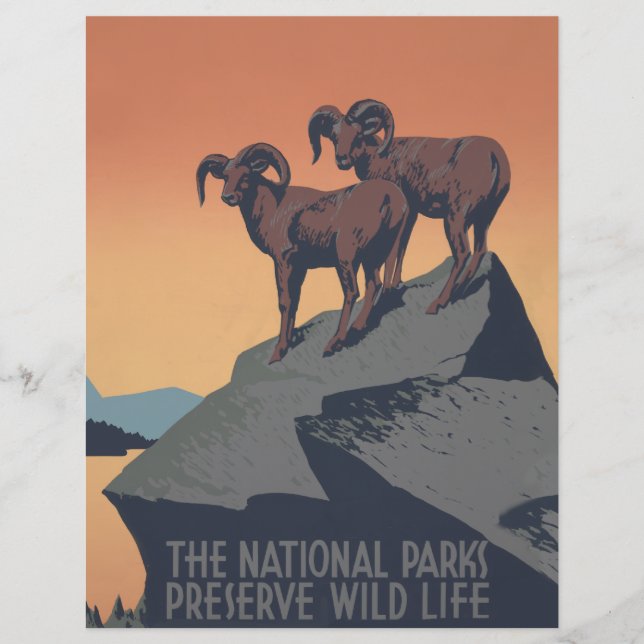 Papier Bighorn Sheep American West Wildlife (Devant)