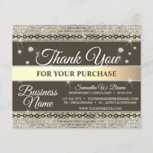 Papier Bijou Merci pour votre commande Diamant Or Brun