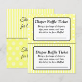 Papier Billet Baby shower Polka jaune et blanc (Devant / Derrière)