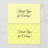 Papier Billet Baby shower Polka jaune et blanc (Dos)