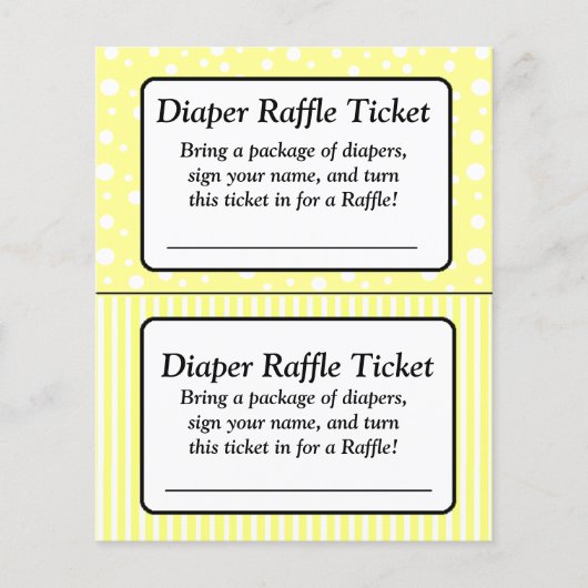 Papier Billet Baby shower Polka jaune et blanc (Devant)