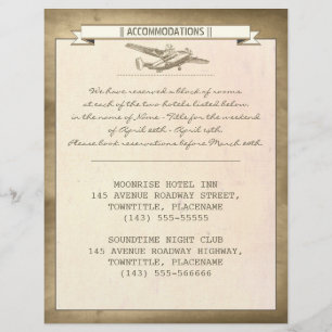 Papier billet de mariage vintage - hébergement