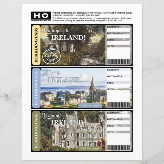 Papier Billet Faux Irlande pour Voyage et Événements (Devant)