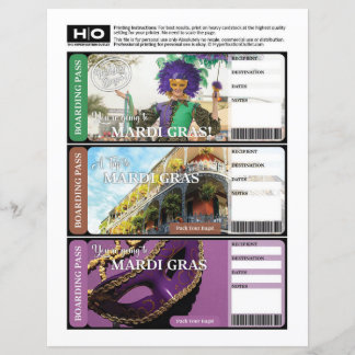 Papier Billet Faux Mardi Gras pour Voyage et Événements