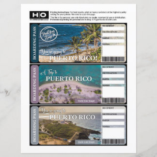 Papier Billet Faux Porto Rico pour Voyage et Événements
