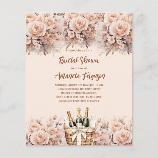 Papier Bimble crème brunch rose nuptiale invitation (Devant)