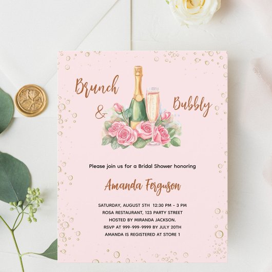 Papier Bimeau brunch rose floral Poudre nuptiale invitati
